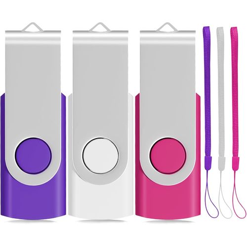 Memory Stick Lot De 3 Clés Usb 2.0 Pivotantes 32 Go Blanc/Rose/Violet