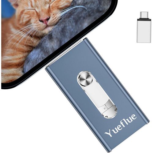 Clé Usb 256 Go, Clé Usb Pour Iphone Mémoire Externe Pour Enregistrer Plusieurs Images Et Vidéo.Push-Pull Double Interface Avec Adaptateur De Type C Séparé, Clé Usb Pour I0S/Android/Pc.