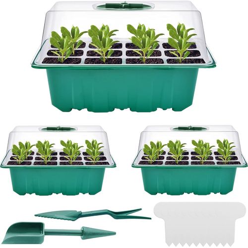 GOUTS ET COULEURS3 Pièces Bac À Semis Serre De Jardin, Mini Serre Interieur Plateaux De Culture, Bac Culture Avec Couvercle Et Ventilation Durables Pépinière Boîte De Culture Pour La Germination Des