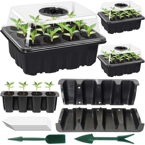 GOUTS ET COULEURS3 Pièces Bac À Semis Serre De Jardin, Mini Serre Interieur Plateaux De Culture, Bac Culture Avec Couvercle Et Ventilation Durables Pépinière Boîte De Culture Pour La Germination Des