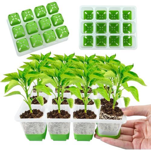 GOUTS ET COULEURSLot De 2 Mini Serre Pour Plantes, Bac À Semis Réutilisable, Plateau De Démarrage De Semences En Silicone,Plateau De Culture Avec Flexibles Pop-Out Cellules, Plateau Semis