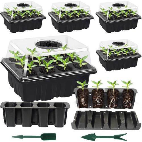 GOUTS ET COULEURS3 Pièces Bac À Semis Serre De Jardin, Mini Serre Interieur Plateaux De Culture, Bac Culture Avec Couvercle Et Ventilation Durables Pépinière Boîte De Culture Pour La Germination Des