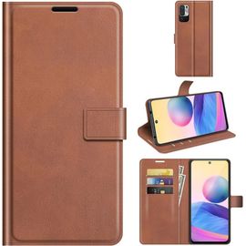 Étui Pour Xiaomi Redmi Note 10 Je 6 5 Pouces Pu Cuir Housse Flip Coque Avec Built Stand Et Boucle Carrée Magnétique Fermeture Portefeuille Shell De Protection Brun Foncé