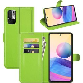 Étui Pour Xiaomi Redmi Note 10 Je 6 5 Pouces Pu Cuir Housse Flip Coque Litchi Motif Avec Built Stand Et Magnétique Fermeture Portefeuille Shell De Protection Vert