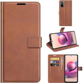 Étui Pour Xiaomi Redmi Note 10/10s 4g 6 43 Pouces Pu Cuir Housse Flip Coque Avec Built Stand Et Boucle Carrée Magnétique Fermeture Portefeuille Shell De Protection Brun Foncé