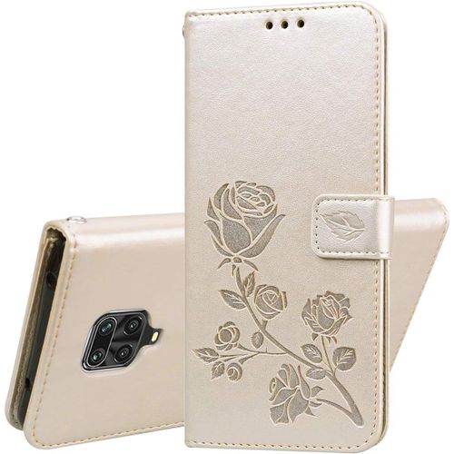 Coque Pour Xiaomi Redmi Note 9s 9 Pro 9 Pro Max 6.67"", Motifs En Relief 3d Housse Portefeuille En Cuir Vintage Avec Fermeture Magnétique, Fonction De Support Et Fente Pour Carte, D'or