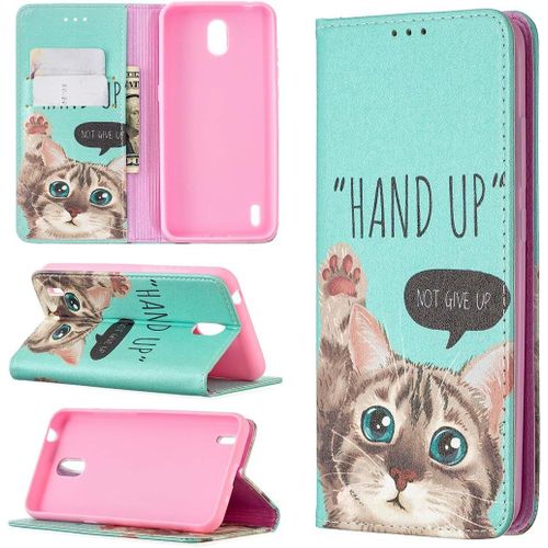 Housse En Pu Cuir Pour Nokia 1.3 Etui À Rabat Folio Stand Case Cover Enfant Fille Pochette Peinture Flip Magnétique Portefeuille Support Et Carte De Slot Clapet Nokia 1.3,Chat Mignon