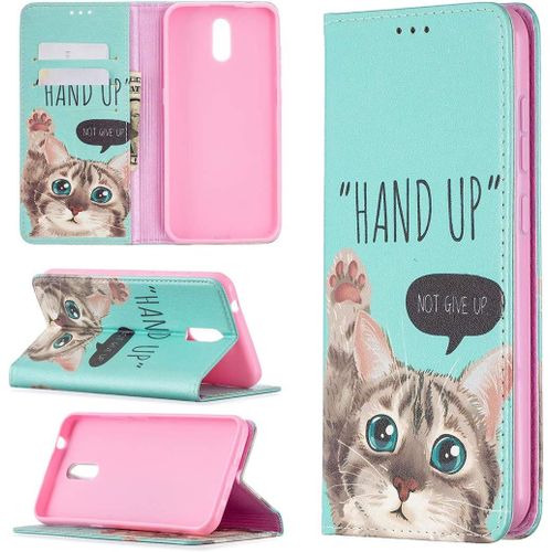 Housse En Pu Cuir Pour Nokia 2.3 Etui À Rabat Folio Stand Case Cover Enfant Fille Pochette Peinture Flip Magnétique Portefeuille Support Et Carte De Slot Clapet Nokia 2.3,Chat Mignon