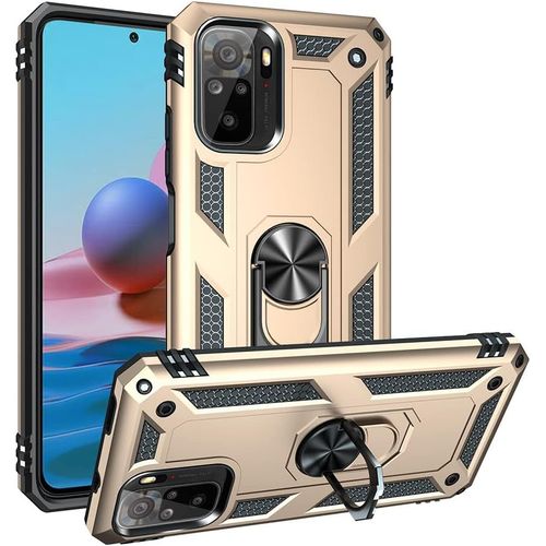 Coque Pour Xiaomi Redmi Note 10s/Redmi Note 10 4g Etui, Pc Militaire + Tpu 2-En-1 Armour Protective Back Housse Avec Bracket, Or