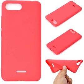 Coque Pour Xiaomi Redmi 6a Tpu Étui De,Couleur Unie Protection Housse En Souple Silicone Tpu Ultra Mince Et Anti-Rayures De Protection Etui- Rouge