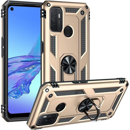 Coque Pour Oppo A53s/Oppo A53 2020 Etui, Pc Militaire + Tpu 2-En-1 Armour Protective Back Housse Avec Bracket, Or