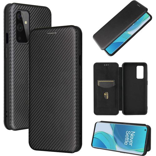 Pour Oneplus 9/9 Pro Étui Portefeuille À Rabat En Fiber De Carbone Étui Pour Téléphone Folio En Cuir Pu Housse De Protection Antichoc Avec Fente Pour Carte Pour Oneplus 9 Noir