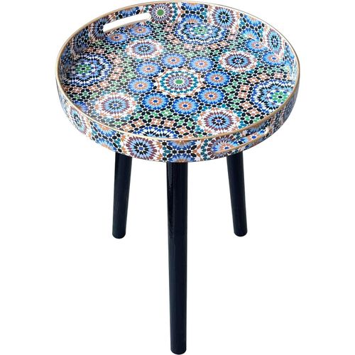 Gouts Et Couleurstables D'appoint Rondes D'intérieur Avec 3 Pieds Amovibles En Bois, Table À Plateau Polyvalent, Parfaite Pour La Table Basse Ronde, Le Thé Et La Relaxation De 45 Cm (Bleu Marbre)