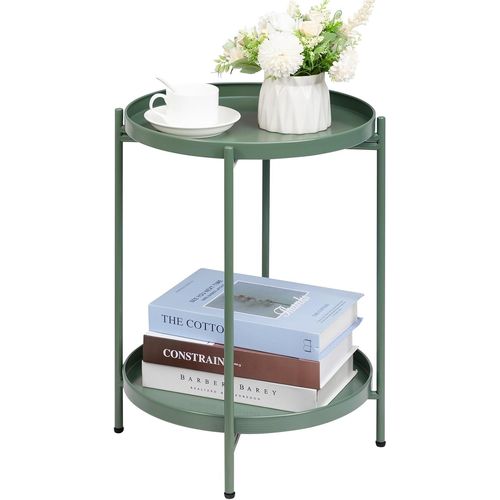 Gouts Et Couleurstable D'appoint Ronde À 2 Etages Avec Plateau En Métal Doré, Table Basse Bout De Canapé Pour Salon Chambre Balcon Terrasse, Doré