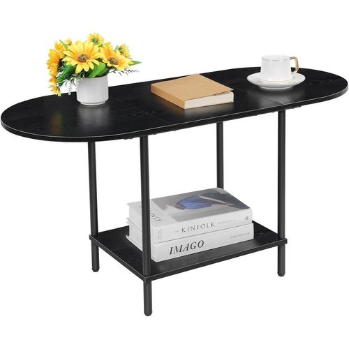 Gouts Et Couleurstable Basse Salon, Table Basse Ovale Avec Étagère, Table De Canapé En Bois, Petite Table Basse, Design Industriel, 90 X 40 X 47cm, Noir Et Marron