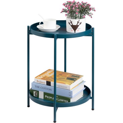 Gouts Et Couleurstable D'appoint Ronde À 2 Etages Avec Plateau En Métal Doré, Table Basse Bout De Canapé Pour Salon Chambre Balcon Terrasse, Doré