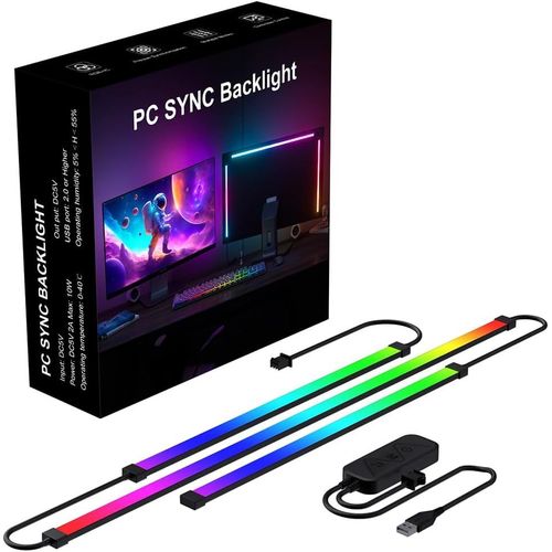 MONDODIGITALE-Rgbic Rétroéclairage Pour Écran Pc De 27"", Bande Lumineuse Led Rgbic Synchronisée Avec Couleur De L'Écran Et Musique Pour Jeux, Films, Etc., Facile À Utiliser Sans Appareil Photo, Contrôle