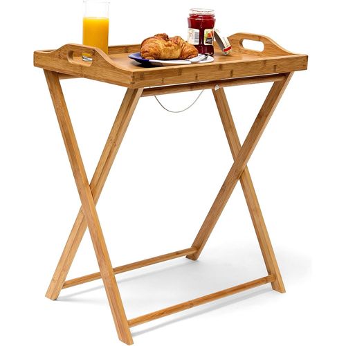 Gouts Et Couleurstable D'appoint Pliante, Avec Tablette, Table De Salon Basse, En Bambou, H X L X P : 63,5 X 55 X 35 Cm, Nature