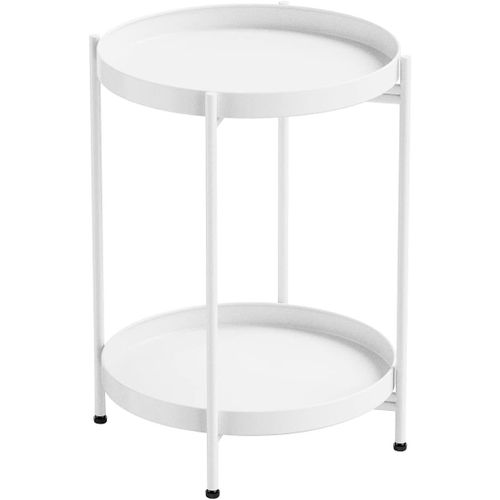 Gouts Et Couleurstable D'appoint En Métal Ronde Table Basse Avec Double Couche Plateau Amovible, Doré Bouts De Canapé Pour Salon Chambre Bureau Ø 37 X H52 Cm