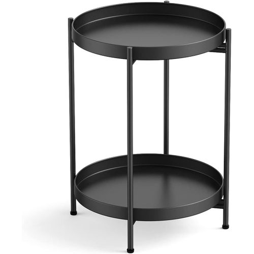Gouts Et Couleurstable D'appoint En Métal Ronde Table Basse Avec Double Couche Plateau Amovible, Doré Bouts De Canapé Pour Salon Chambre Bureau Ø 37 X H52 Cm