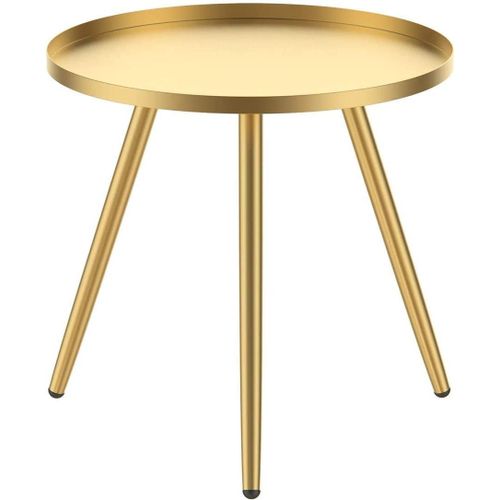 Gouts Et Couleurstable D'appoint En Métal Ronde Table Basse Avec Double Couche Plateau Amovible, Doré Bouts De Canapé Pour Salon Chambre Bureau Ø 37 X H52 Cm