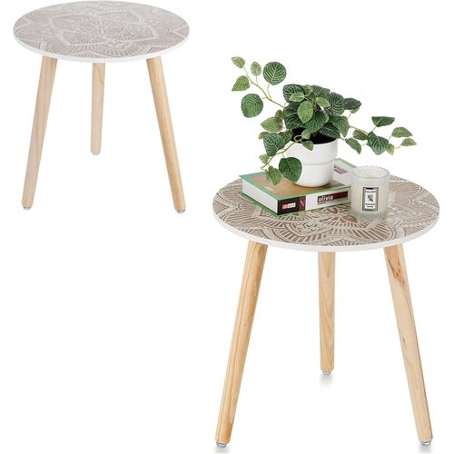 Gouts Et Couleurstable D'appoint Basse En Bois: Ronde Table De Chevet Salon Gigogne Blanc Petite Scandinave Moderne Decoration Tables Bout De Canapé Chambre Assemblage Facile
