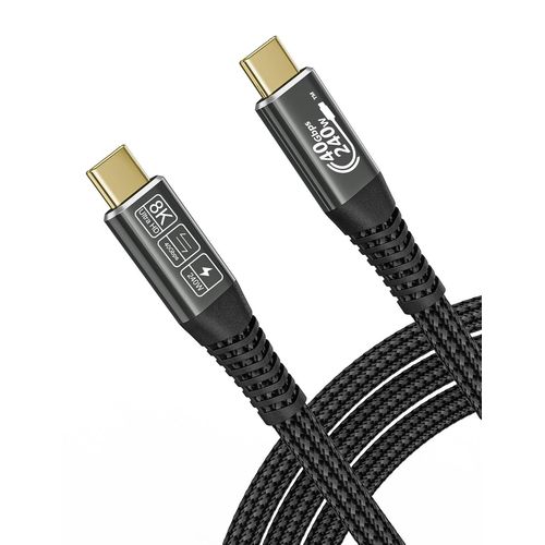MONDODIGITALE-Cable Usb4 2M Data Transfer 40 Gbps,240W Câble Usb C Charge Rapide Compatible Cable Thunderbolt 4 Cable Thunderbolt 3¿Cable Usb C 4.0 Vidéo Hd 8K@60Hz Pour Macbook, Ipad Pro, Samsung