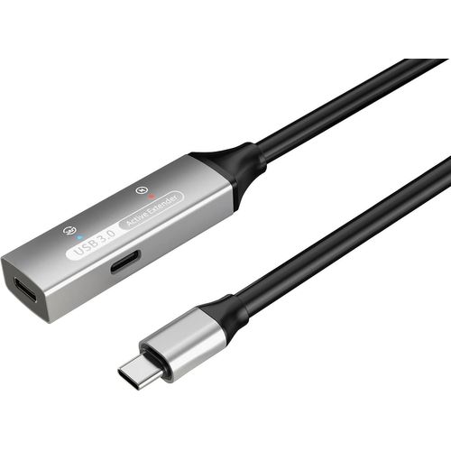 MONDODIGITALE-Câble D'Extension Usb-C Actif Avec Répéteur 10 M, Usb-C Femelle Vers Mâle, Usb 3.2 Gen 1 Super Speed 5 Gbit/S¿¿¿¿, 2X Blindé, Awg20/28, Boîtier En Aluminium, Couleur Noir, Longueur 10 M