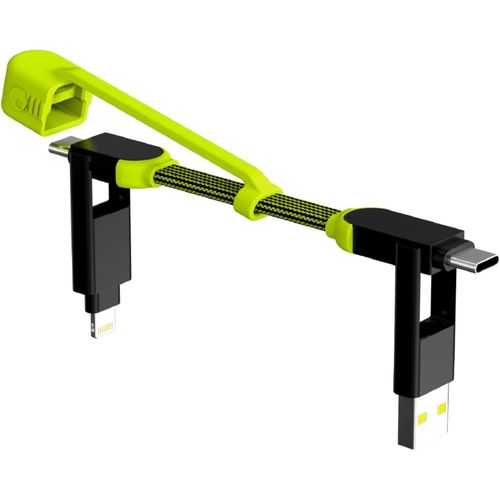 MONDODIGITALE-Incharge Xl Pocket-Cable Usb C Charge Rapide Ultra 6 En 1, Cable Lightning Chargeur Rapide, Cable Usb C Vers Usb C Et A, Cable Micro Usb-Chargeur Usb C 100W, Gadget 15 Cm, Noir/Lime