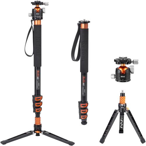 MONDODIGITALE-A304P Monopode En Aluminium Avec Rotule Et Pied De Support,183 Cm Extensible Monopode Appareil Photo,Capacité De Charge 15Kg,Monopode Vidéo Compatible Avec Caméras,Objectifs Et Micr