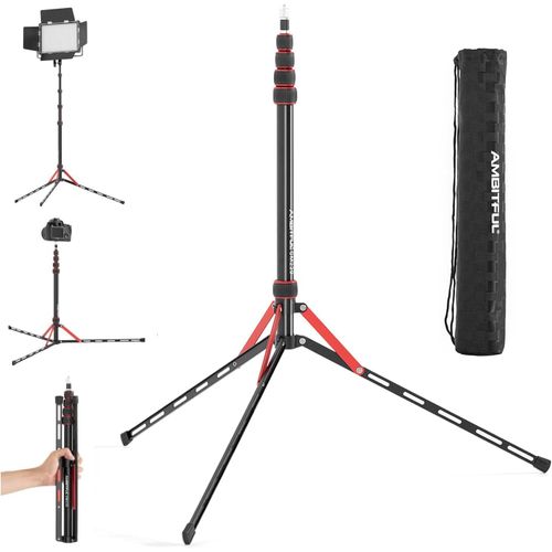 MONDODIGITALE-Light Stand 220 Cm - Aluminium Lamp Tripod Portable Tripod Lighting Tripod Load 2.5 Kg Photo Light Stand For Outdoor Photography Ring Light Flash Light ¿Weight 600G With Carry Bag (Gm22