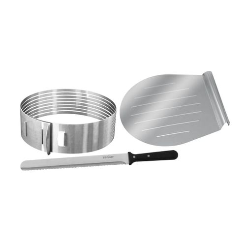 Zenker 7705 Set Ustensiles À Pâtisserie, Set Pour Layer Cake, Accessoire Patisserie Layer Cake, Coupe Gateau, Layer Cake Accessoire, Kit Layer Cake, Set Patisserie, Acier Inoxydable, 28 Cm