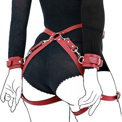 Gouts Et Couleursbondage Sex Set, Bdsm Set, Bondage Set Pour Couples, Accessoires Sexuels À La Mode Pour Femmes, Avec 2 Menottes De Poignet Et Harnais De Cuisse, Bed Bondage, Restraints Bondage, Coup
