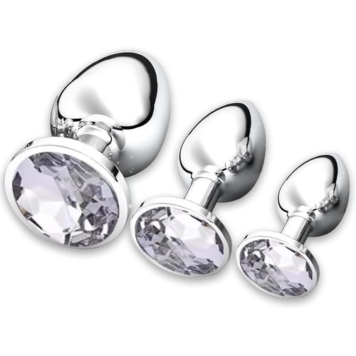 Gouts Et Couleurs3 Pièces Plug Anale,Plug Anale Sextoy,Butt Plug En Métal,Butt Plug Pour Homme Femme,Plug Anale Debutant,Grand Moyenne Petite Taille Plug,Diamant En Cristal Sex Toys,Sex Couple Plaisi