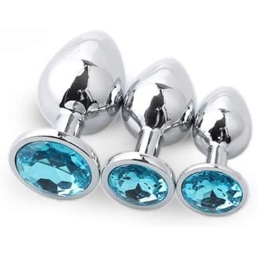 Gouts Et Couleurs3 Pièces Plug Anale Sex Toys Pour Homme Femme-Sml Trois Tailles Anal Plug Et Facilement Nettoyable,Anal En Métal Avec Diamant En Cristal Transparent (Vert)