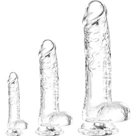 Gouts Et Couleursensemble De Godes Réalistes Transparents - 3 Tailles Gode À Ventouse Pour Le Plaisir Anal Et Vaginal, Pénis Réaliste Avec Boules, Adapté Aux Utilisateurs Débutants À Avancés (16 Cm,