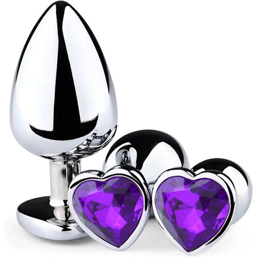 Gouts Et Couleurs3 Pièces Plug Anale Set,Grande, Moyenne Et Petite Prise,Facile À Nettoyer Amour Forme Diamanten Cristal Anal Jouet Pour Les Hommes Femmes ¿Sextoys Débutants Confortable¿La Couleur Vi