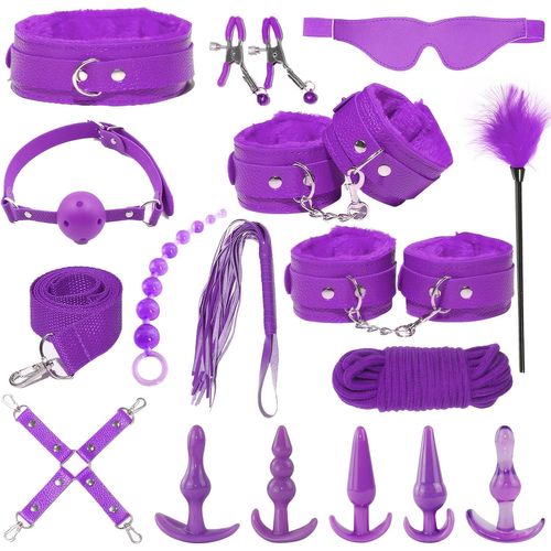 Gouts Et Couleurskits De Bondage 34 Pièces Érotique Bdsm Sex Menottes Sextoys, Sm Set Adultes Toy Parfait Anal Plug Butt Plug Set Ensemble De Jouets Sexuels Érotiques Retenue Et Bondage Pour Sexualit