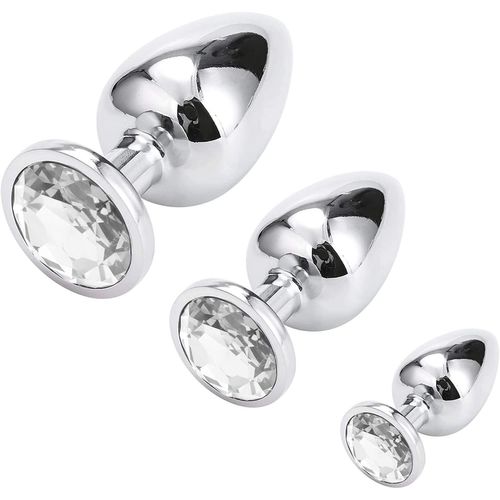 Gouts Et Couleursplug Anale, Plug Anale Debutant Grand + Moyenne + Petite Taille Plug Anal En Métal Avec Diamant En Cristal Transparent, Sex Toys Butt Plug Pour Homme Femme Jouet Sexuel Pour Couple