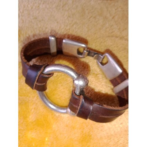 Bracelet Argent Et Cuir