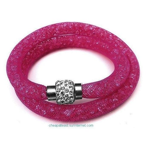 Bracelet Cristal Stardust Double Tour 2 - Poussière D'Étoile - Style Swarovski - Fermoir Strass - Fuchsia