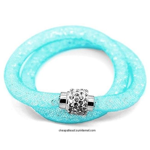 Bracelet Cristal Stardust Double Tour 2 - Poussière D'Étoile - Style Swarovski - Fermoir Strass - Bleu