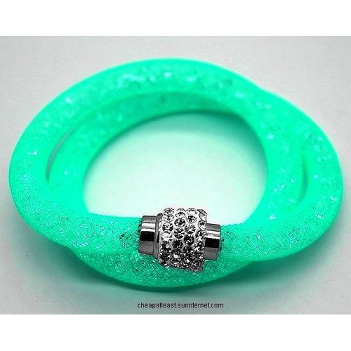 Bracelet Cristal Stardust Double Tour 2 - Poussière D'Étoile - Style Swarovski - Fermoir Strass - Vert