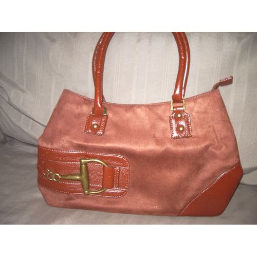 Sac À Main Marron Effet Daim Splendide Neuf