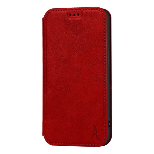 Étui Pour Iphone 12 Mini Cuir Véritable Porte-Carte Support Stand Akashi Rouge