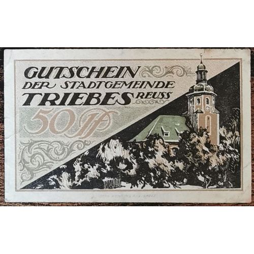 Billet Allemagne 50 Pfennig 10/1921 Triebes Grm 1341,1 3/4