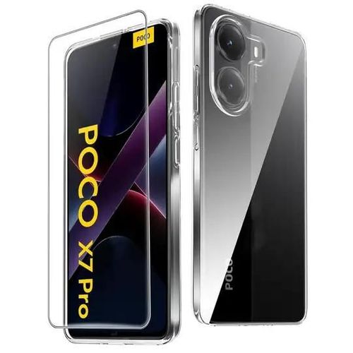 Coque Pour Xiaomi Poco X7 Pro 5g - Housse Etui Silicone Gel Fine + Verre Trempe - Transparent Tpu