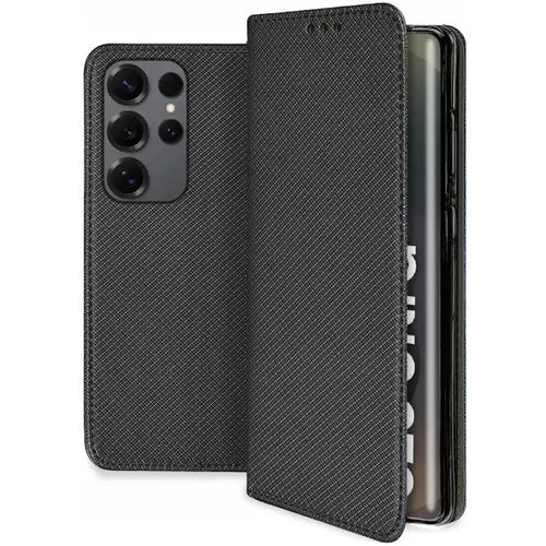 Housse Pour Samsung Galaxy S25 Ultra 5g - Etui Coque Pochette Portefeuille + Verre Trempe - Noir Magnet