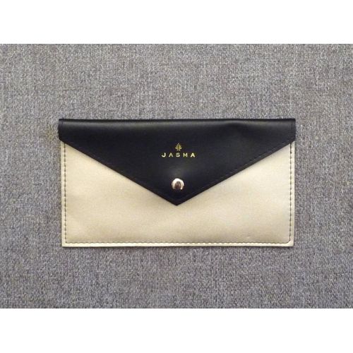 Pochette en Simili Cuir Doré et Noir avec son Bouton Pression- Neuf- Jasma