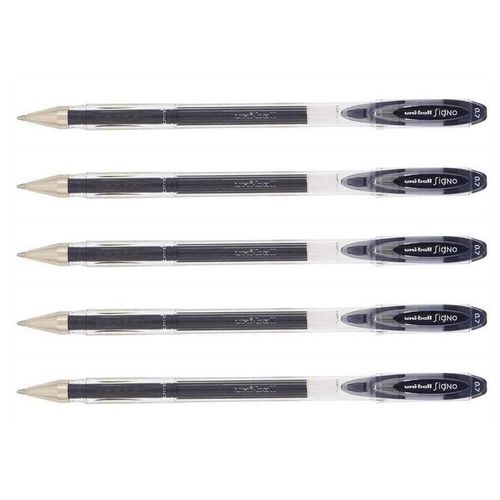 Uni-Ball Lot De 5 Rollers Encre Gel Signo Um120 Pointe Moyenne 0,7mm Noir